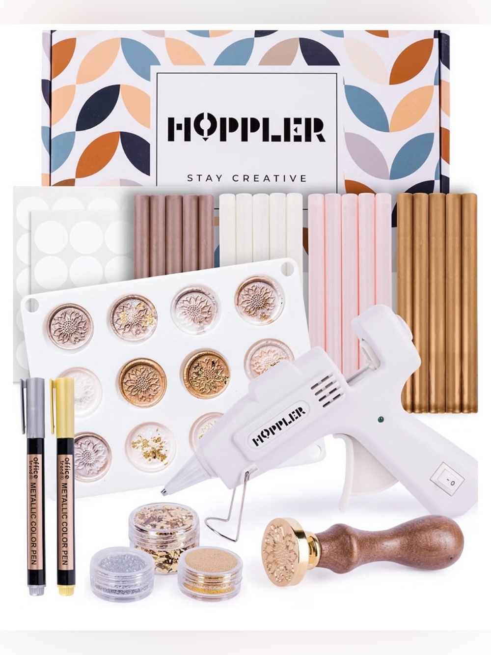 HOPPLER Wax Seal Stamp Kit with Glue Gun